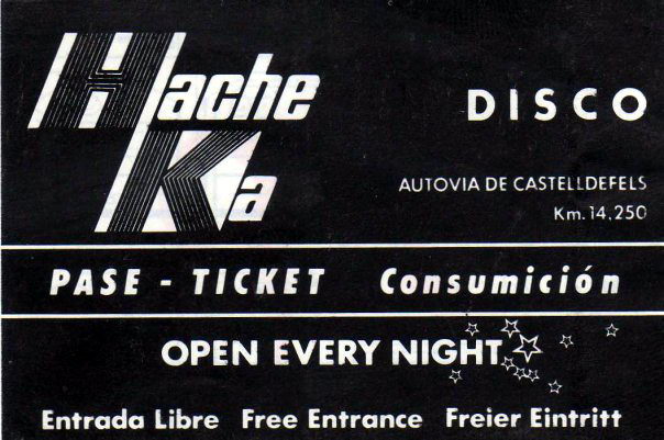 Flyer de la discoteca Hacke Ka de Gav Mar (entrada libre per les nits)